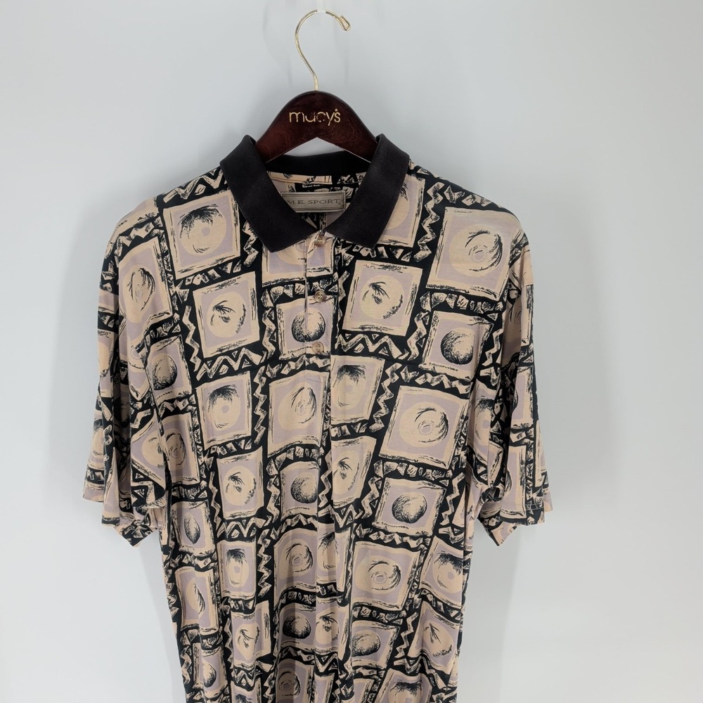 VTG‎ 90s M. E. Sport Tropical Hawaiian Pullover Polo Shirt Multicolor Size L